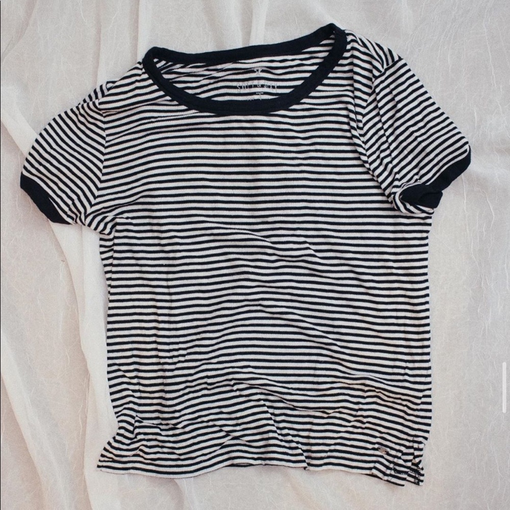 Black & White Striped Croptop